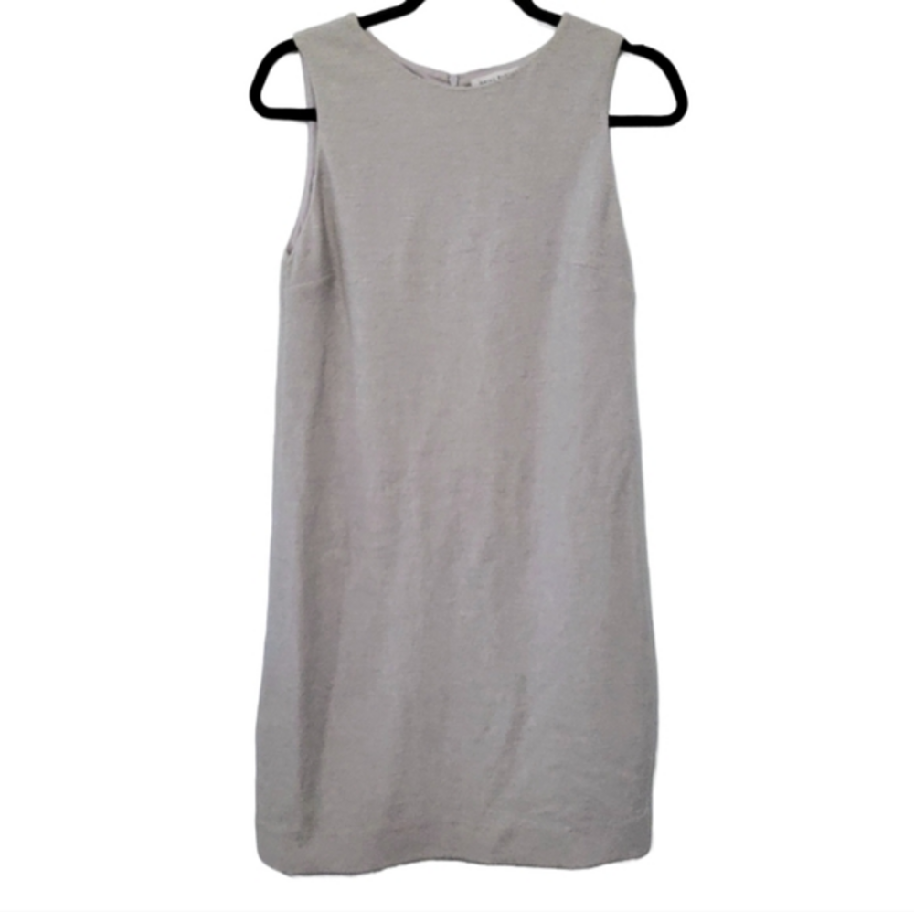 Amina Rubinacci Sleeveless Boucle Shift Dress Sz 42 (US 6) Lt Grey Wool Cashmere